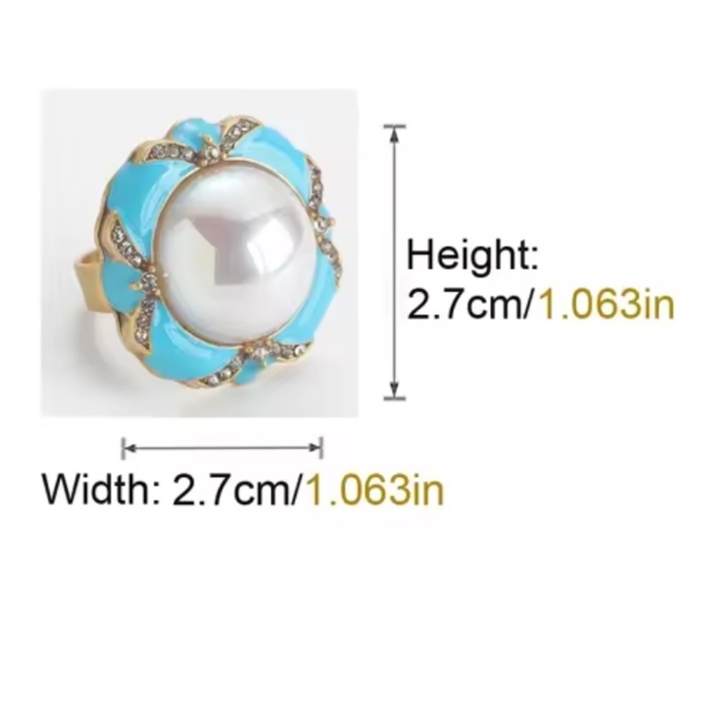 Royal Heirloom Ring Lustrous Pearl in Turquoise Petals & Golden Brilliance - Picture 8 of 8
